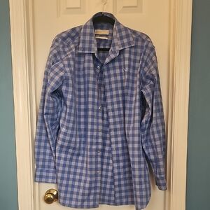 MICHAEL Michael Kors Blue and White Plaid Dress Shirt